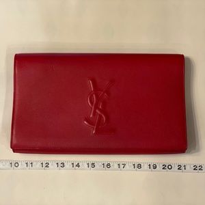 YSL Calfskin Monogram Clutch Red